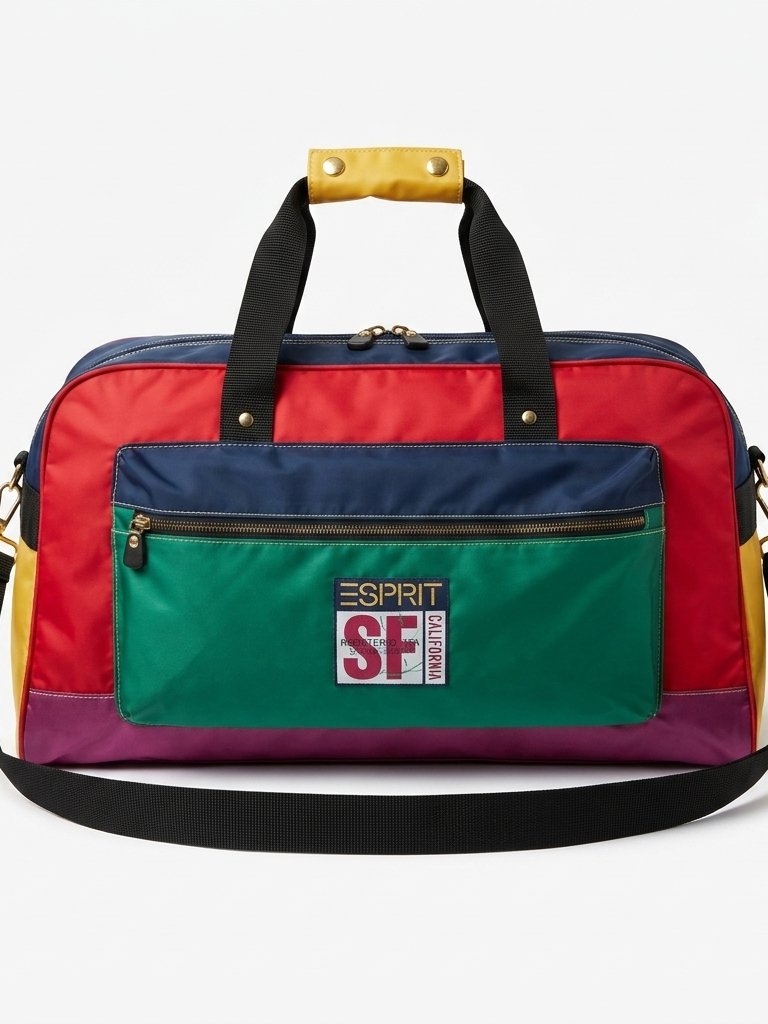 Esprit Unisex L Travel Duffle Multi Colorblock Nylon Sf Rare Archival Gorpcore